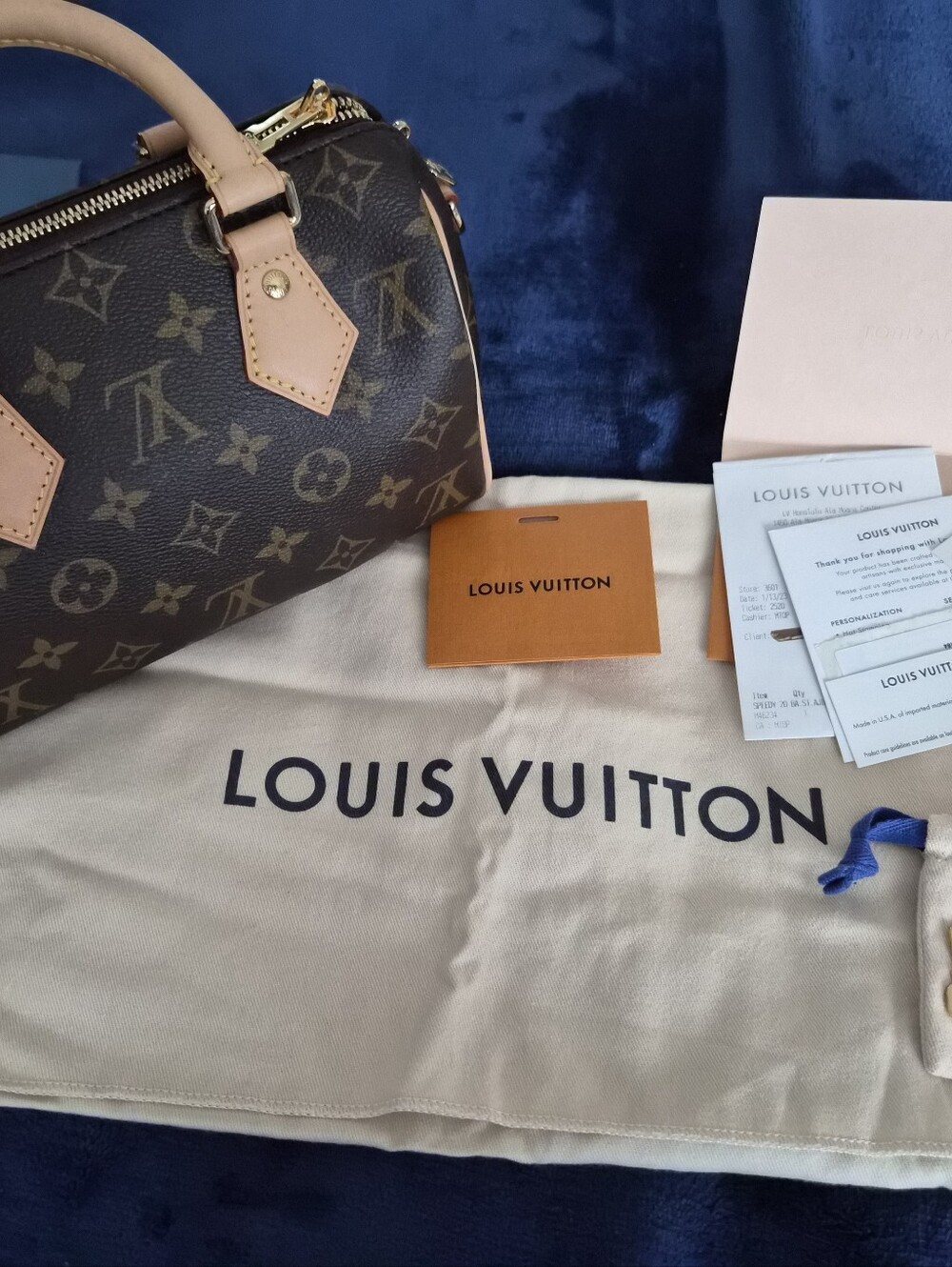 Louis Vuitton Monogram Speedy 20 Bandolieure in Natural Vachetta Trim With Tags